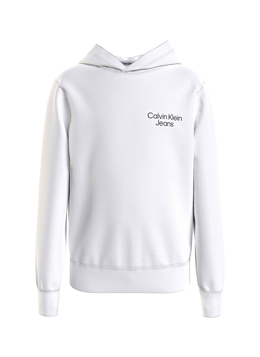 Calvin Klein Düz Erkek Çocuk Beyaz Sweatshırt IB0IB01293YAF