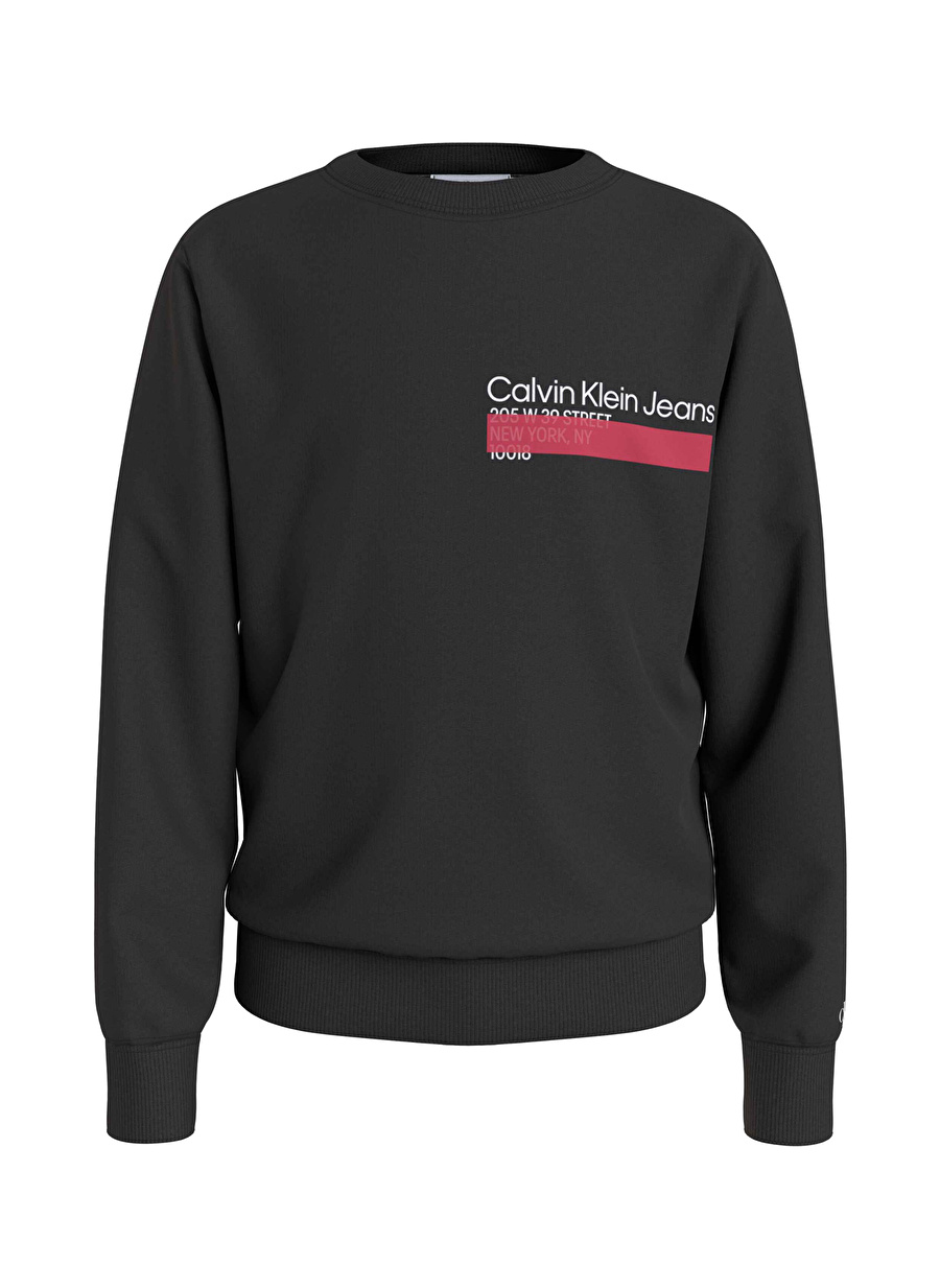 Calvin Klein Düz Erkek Çocuk Siyah Sweatshırt IB0IB01688BEH