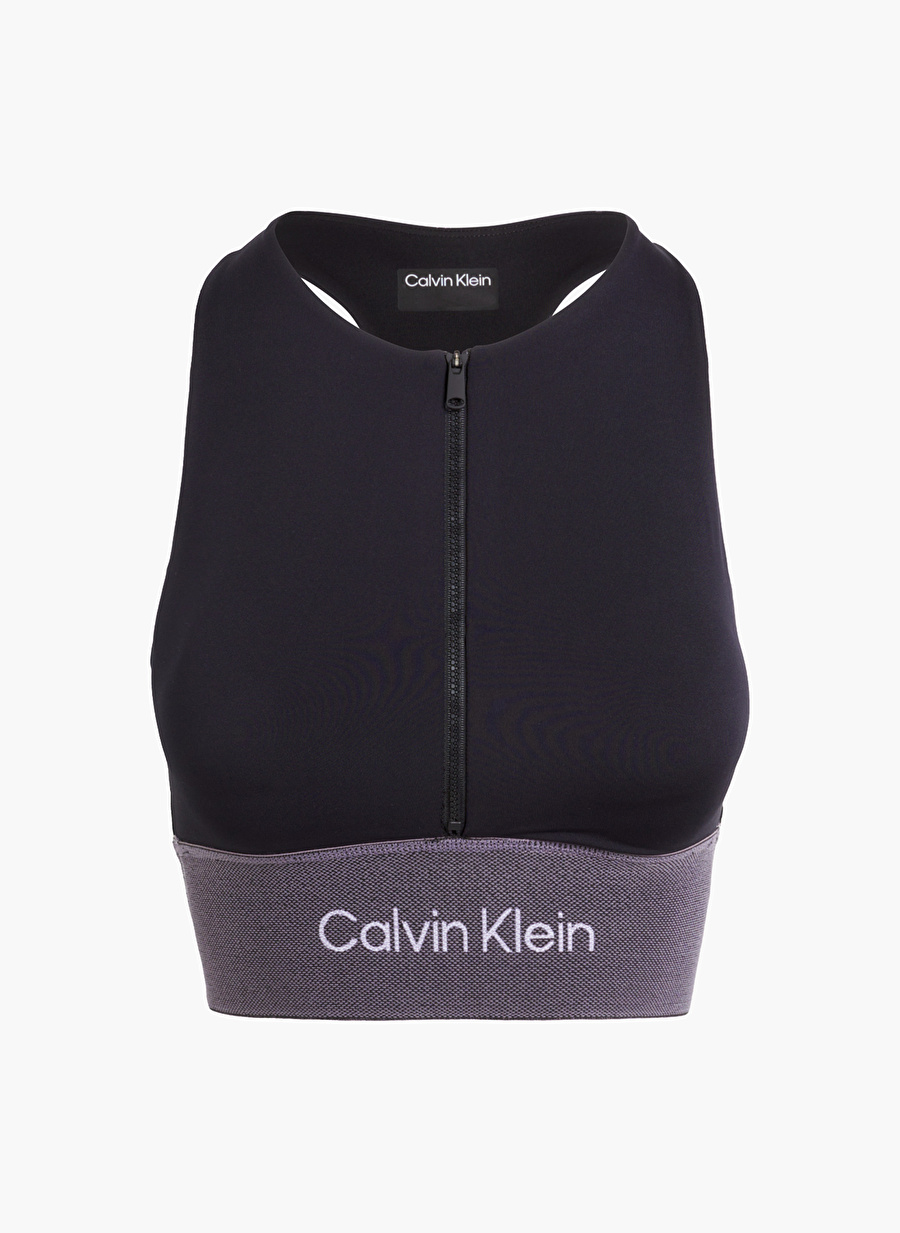 Calvin Klein Siyah Kadın Fermuarlı Sporcu Sütyeni 00GWF3K142BAE WO - Medium Support S