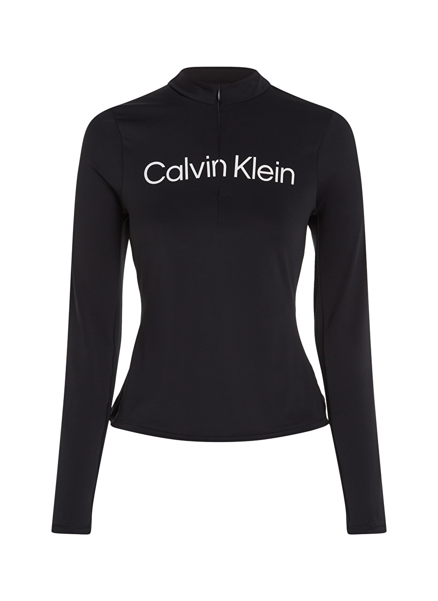 Calvin Klein Siyah Kadın Dik Yaka T-Shirt 00GWF3K245BAE WO - LS Top 