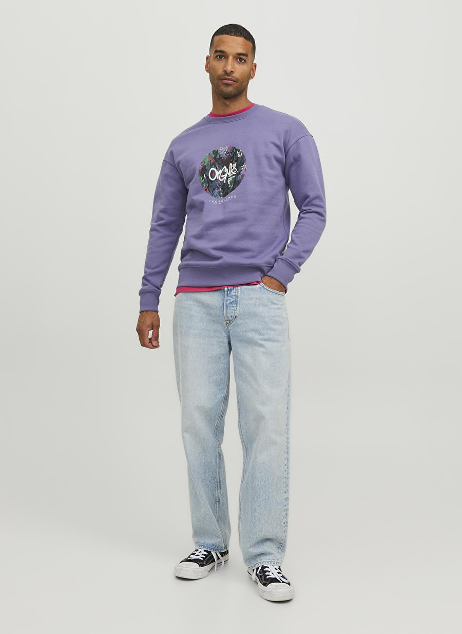 Jack & Jones Bisiklet Yaka Mor Erkek Sweatshırt JORSILVERLAKE SWEAT CREW NECK LN