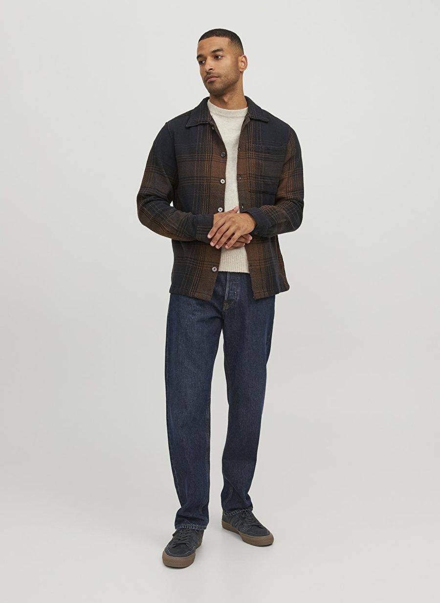 Jack & Jones Relaxed Kahve Çizgili Erkek Gömlek JPRBLATONY HEAVY CHECK OVERSHIRT L/