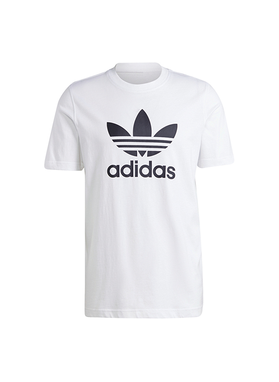 adidas Beyaz Erkek Bisiklet Yaka Baskılı  T-Shirt IM4494-TREFOIL T-SHIRT