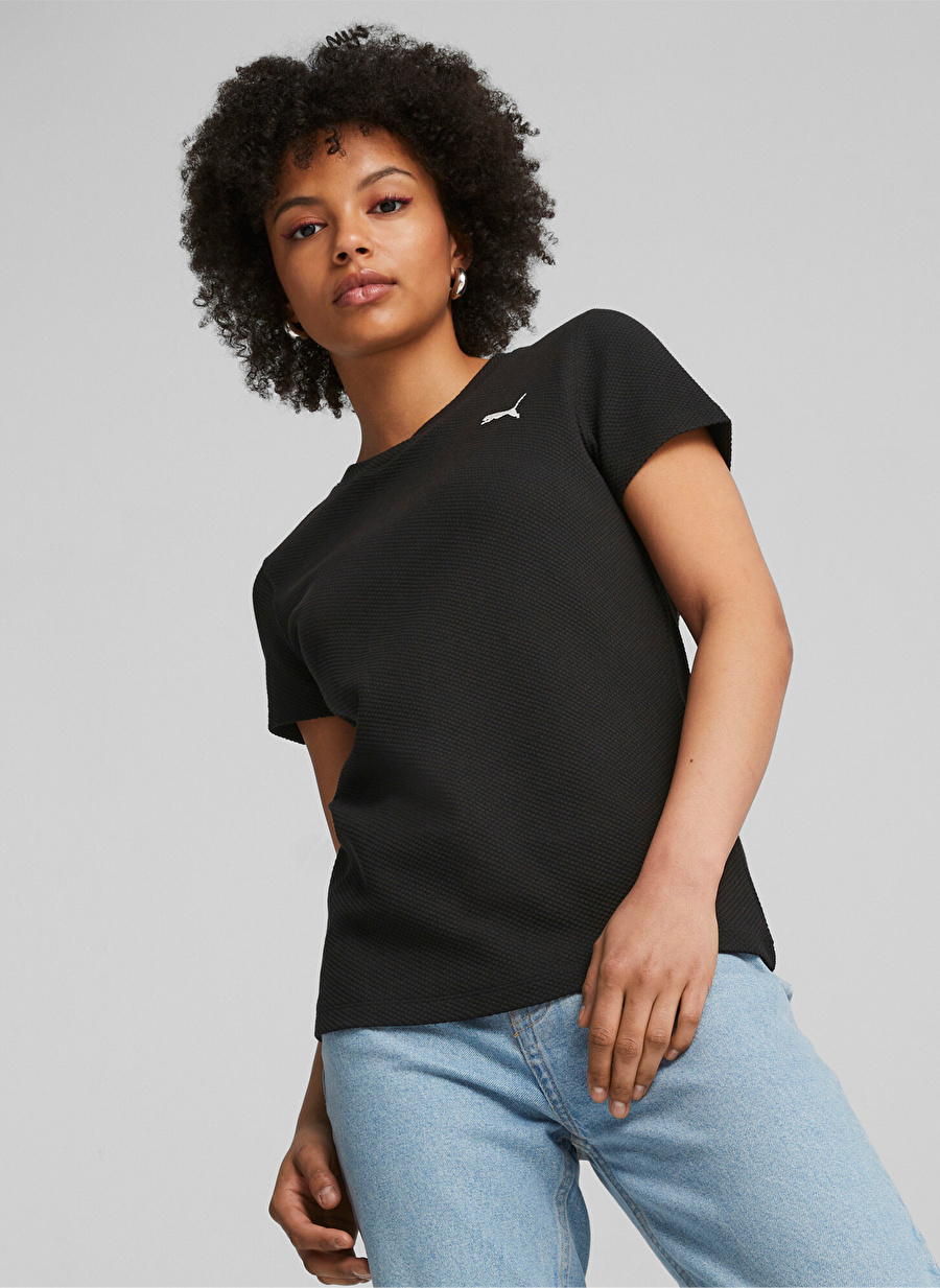 Puma Siyah Kadın Bisiklet Yaka T-Shirt 67600101-HER Structured Tee