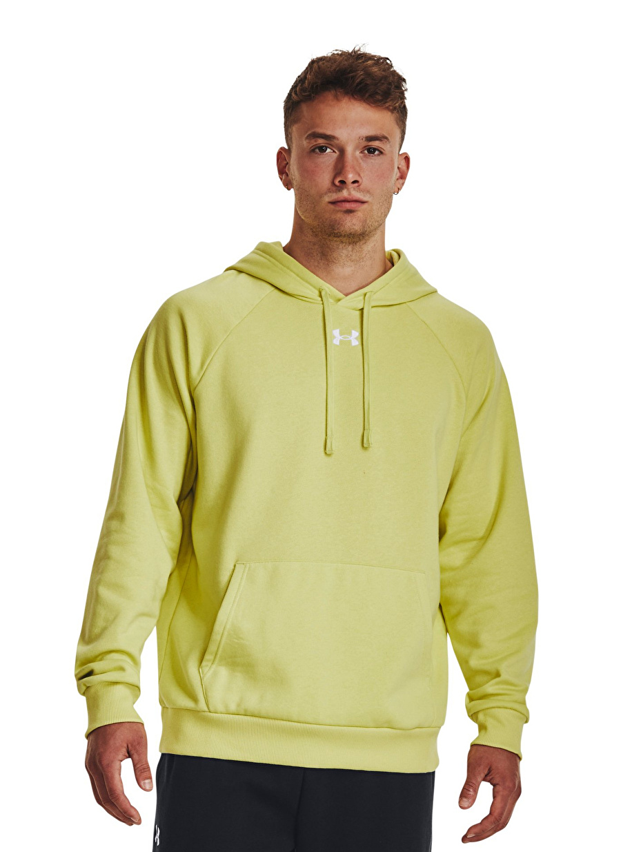 Under Armour Sarı Erkek Bol Kesim Sweatshirt 1379757-743 UA Rival Fleece Hoodie