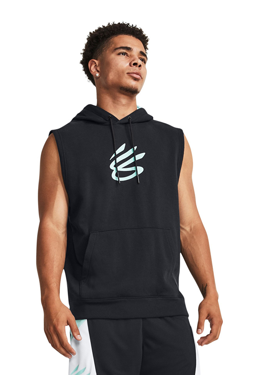 Under Armour Siyah Erkek Bol Kesim Sweatshirt 1374301-002 Curry Fleece SLVLS Hood