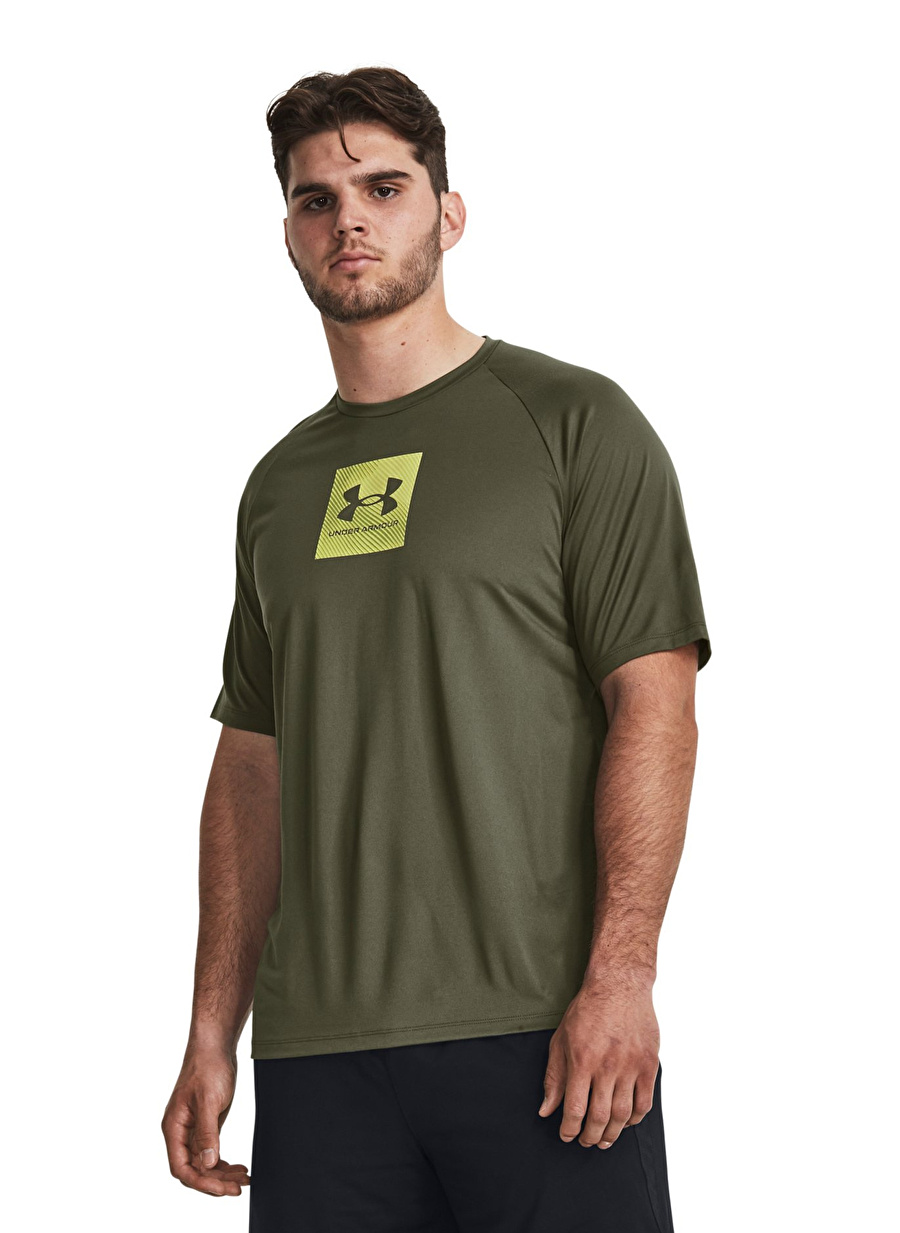 Under Armour Yeşil Erkek Bisiklet Yaka Bol Kesim T-Shirt 1380785-390 UA Tech Prt Fill SS