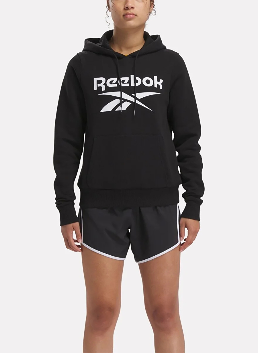 Reebok IQ4427 RI BL FLEECE HOODIE Siyah Kadın Yuvarlak Yaka Normal Kalıp Sweatshirt