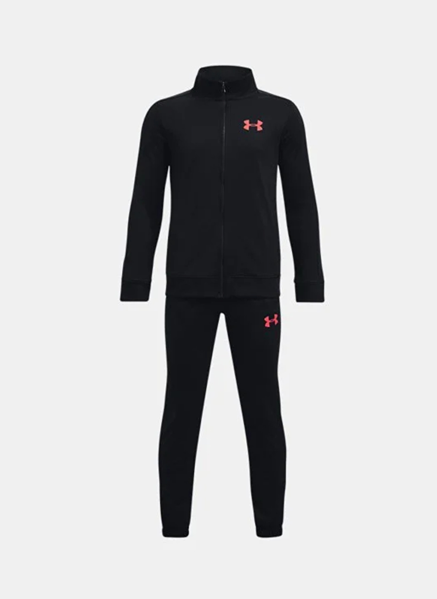 Under Armour Siyah Erkek Çocuk Balıkçı Yaka Uzun Kollu Dar Paça Bağlamalı Bol Kesim Düz Eşofman Takımı 1363290-003 UA Knit Track Suit