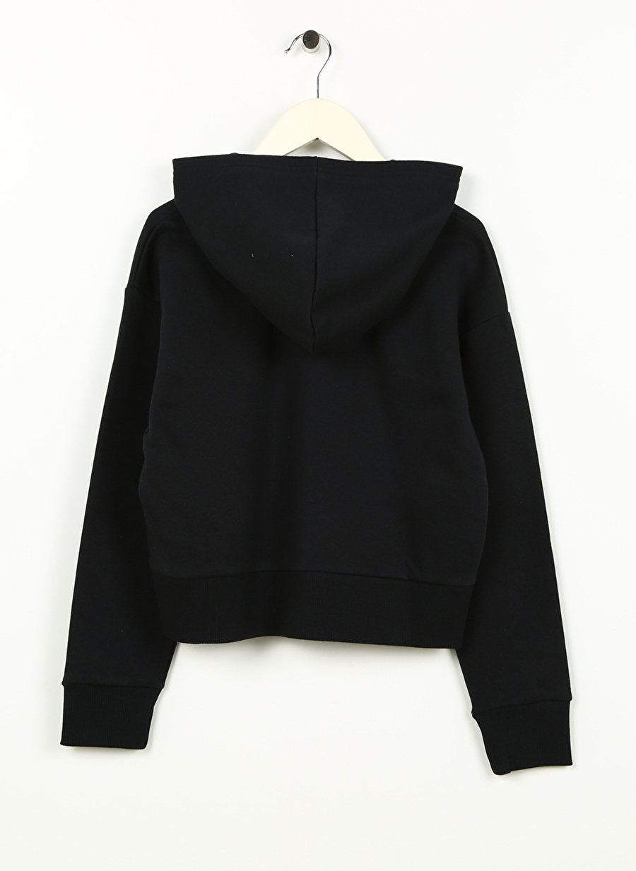 Under Armour Siyah Kız Çocuk Kapüşonlu Uzun Kollu Bol Kesim Düz Sweatshirt 1379517-001 UA Rival Fleece Crop Ho