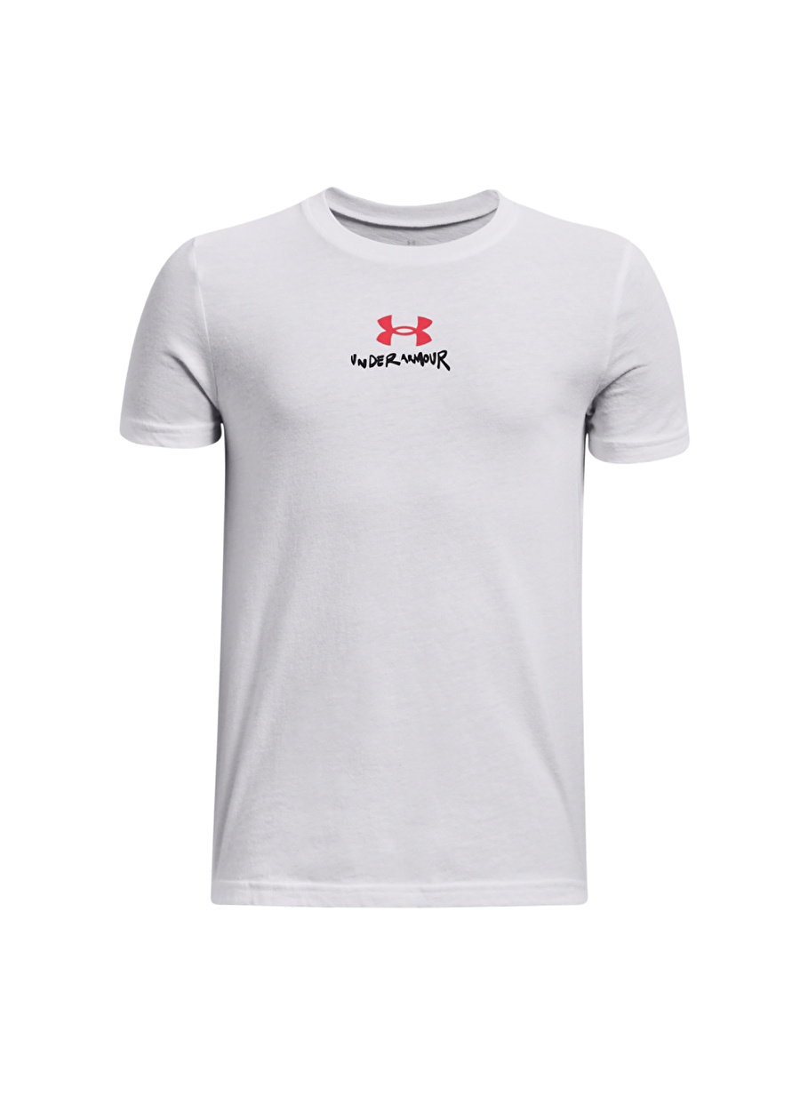 Under Armour Düz Beyaz Erkek T-Shirt 1381200-100 UA SCRIBBLE BRANDED SS