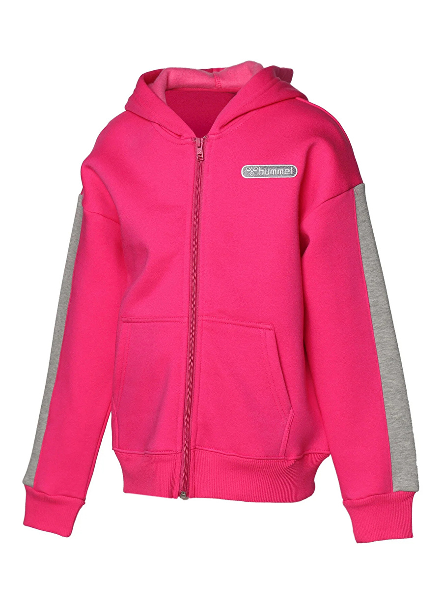 Hummel Pembe Kız Çocuk Kapüşonlu Uzun Kollu Bol Kesim Sweatshirt 921735-9855 HMLTAGETES ZIP HOODIE