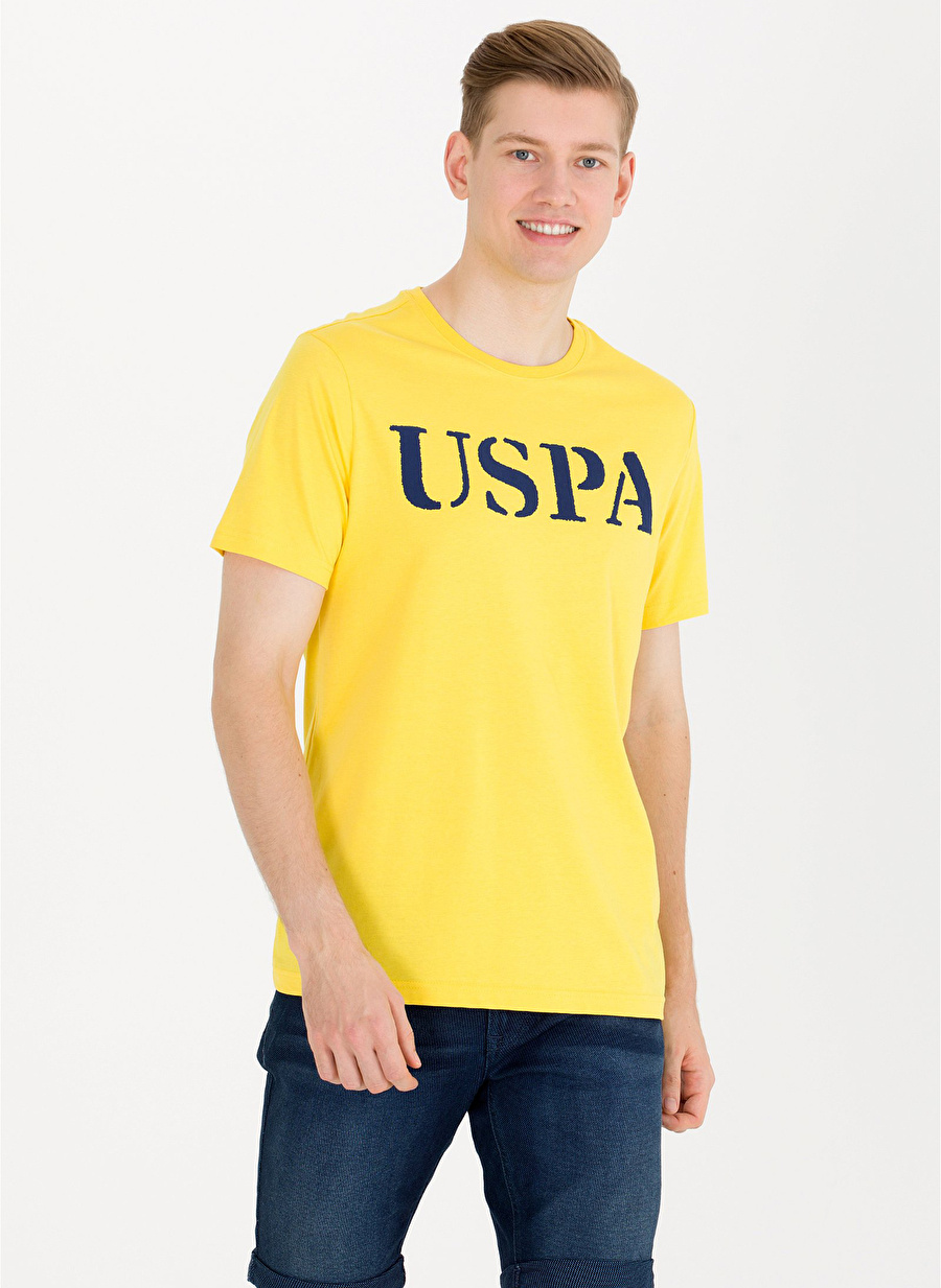 U.S. Polo Assn. Bisiklet Yaka Koyu Sarı Erkek T-Shirt GEARTIY023