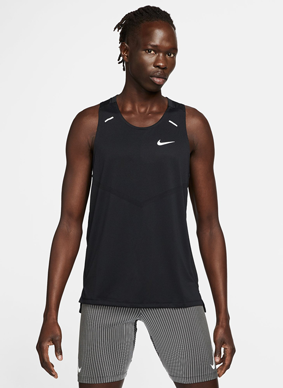 Nike Siyah - Gri - Gümüş Erkek Yuvarlak Yaka Regular Fit Atlet CZ9179-010 M NK DF RISE 365 TANK