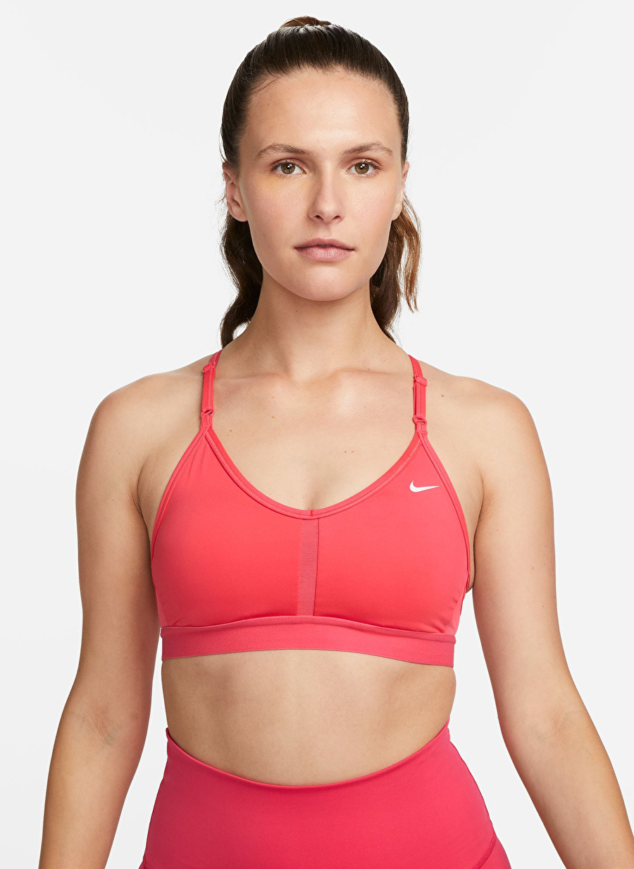 Nike Turuncu Kadın Yuvarlak Yaka Regular Fit Sporcu Sütyeni CZ4456-850 W NK INDY V-NECK BRA