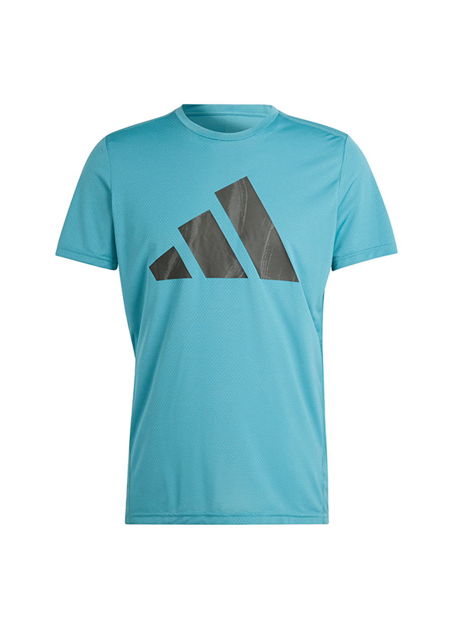 adidas Açık Mavi Erkek Bisiklet Yaka Baskılı T-Shirt IL2204-RUN IT BOS TEE