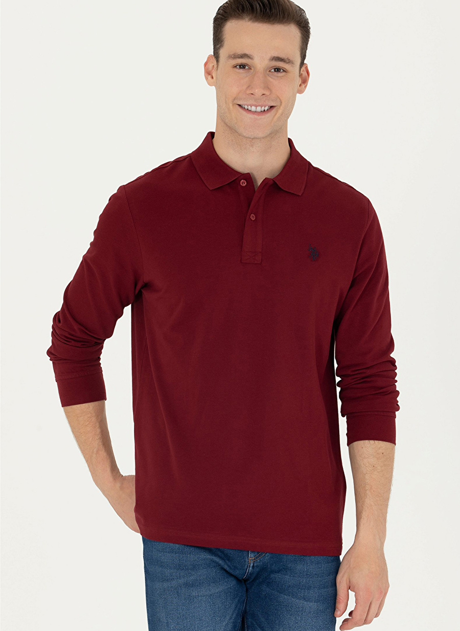 U.S. Polo Assn. Polo Yaka Bordo Erkek Sweatshırt GTP01SK023