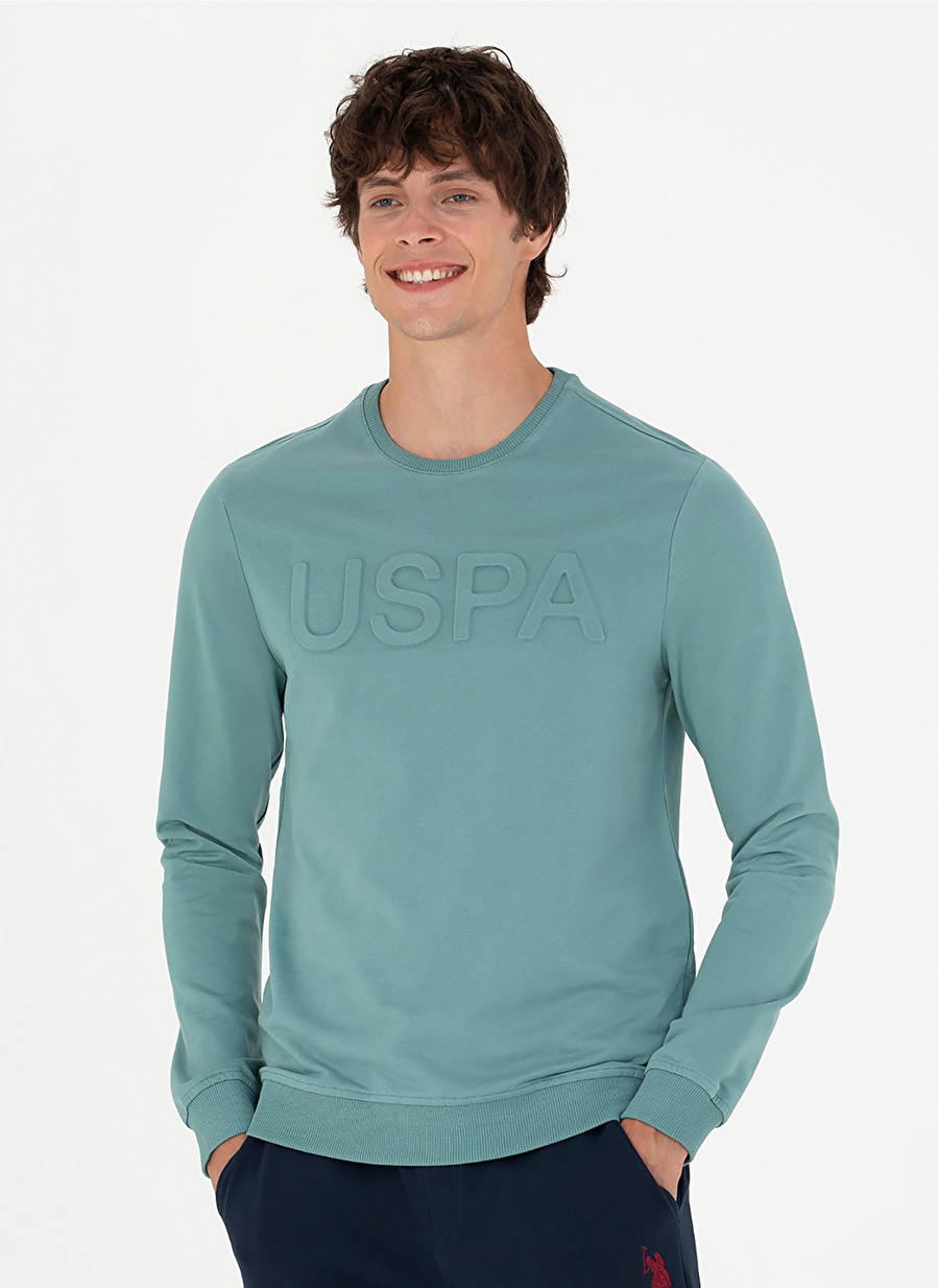 U.S. Polo Assn. Bisiklet Yaka Mint Erkek Sweatshırt JELLYSK023