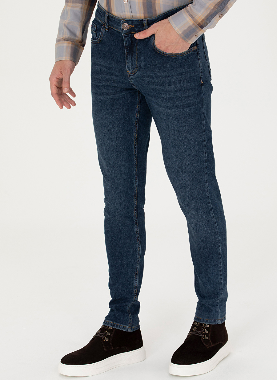 U.S. Polo Assn. Normal Bel Normal Paça Slim Fit Mavi Erkek Denim Pantolon OSSO-U_1