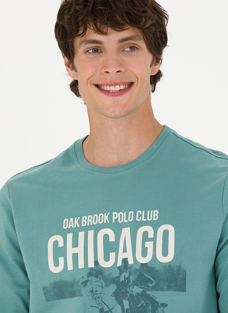 U.S. Polo Assn. Bisiklet Yaka Mint Erkek Sweatshırt OVERT_1