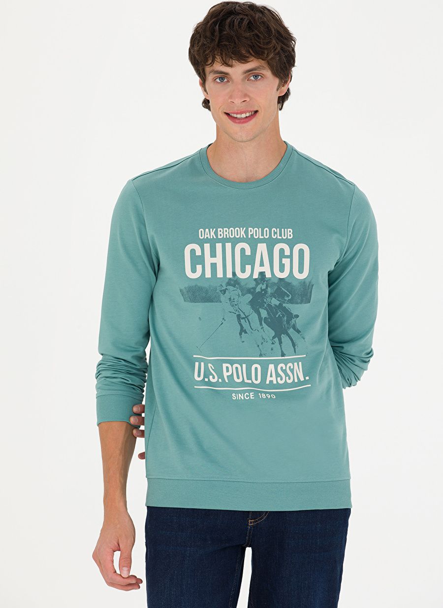 U.S. Polo Assn. Bisiklet Yaka Mint Erkek Sweatshırt OVERT_2