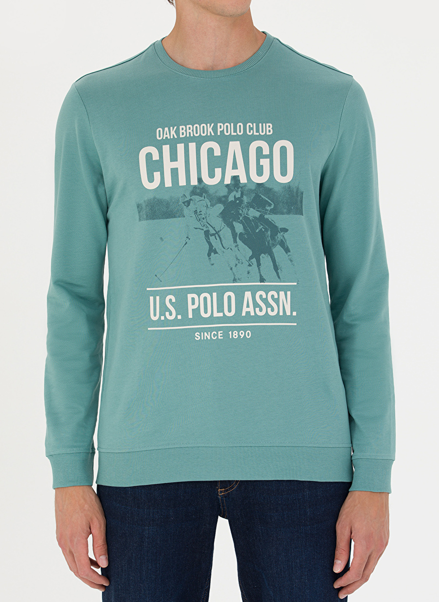 U.S. Polo Assn. Bisiklet Yaka Mint Erkek Sweatshırt OVERT_5