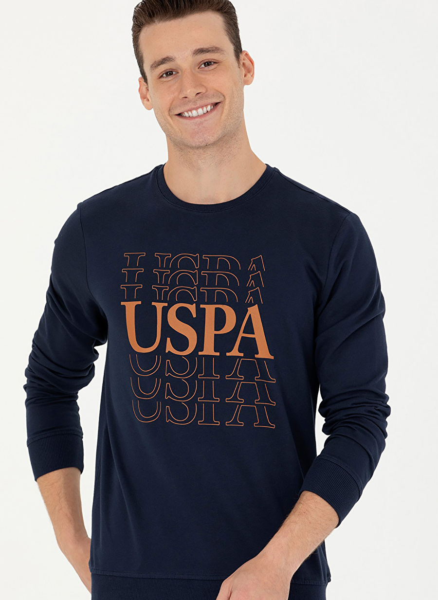 U.S. Polo Assn. Bisiklet Yaka Lacivert Erkek Sweatshırt OTHES