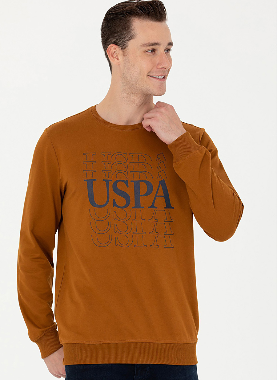 U.S. Polo Assn. Bisiklet Yaka Hardal Erkek Sweatshırt OTHES