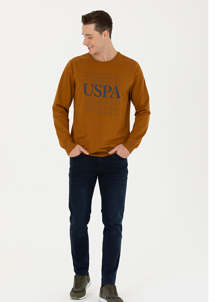 U.S. Polo Assn. Bisiklet Yaka Hardal Erkek Sweatshırt OTHES_3