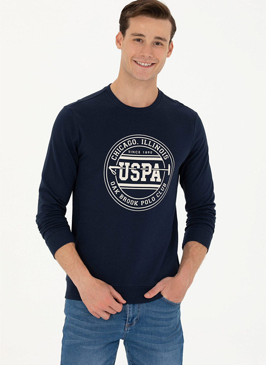 U.S. Polo Assn. Bisiklet Yaka Lacivert Erkek Sweatshırt TORING