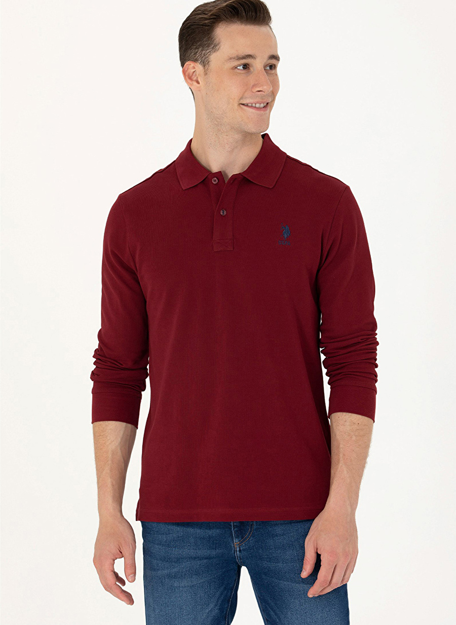 U.S. Polo Assn. Polo Yaka Bordo Erkek Sweatshırt TP01SK023