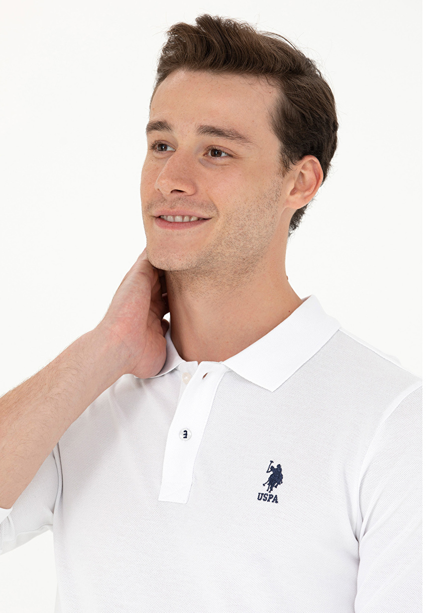 U.S. Polo Assn. Polo Yaka Beyaz Erkek Sweatshırt TP03SK023