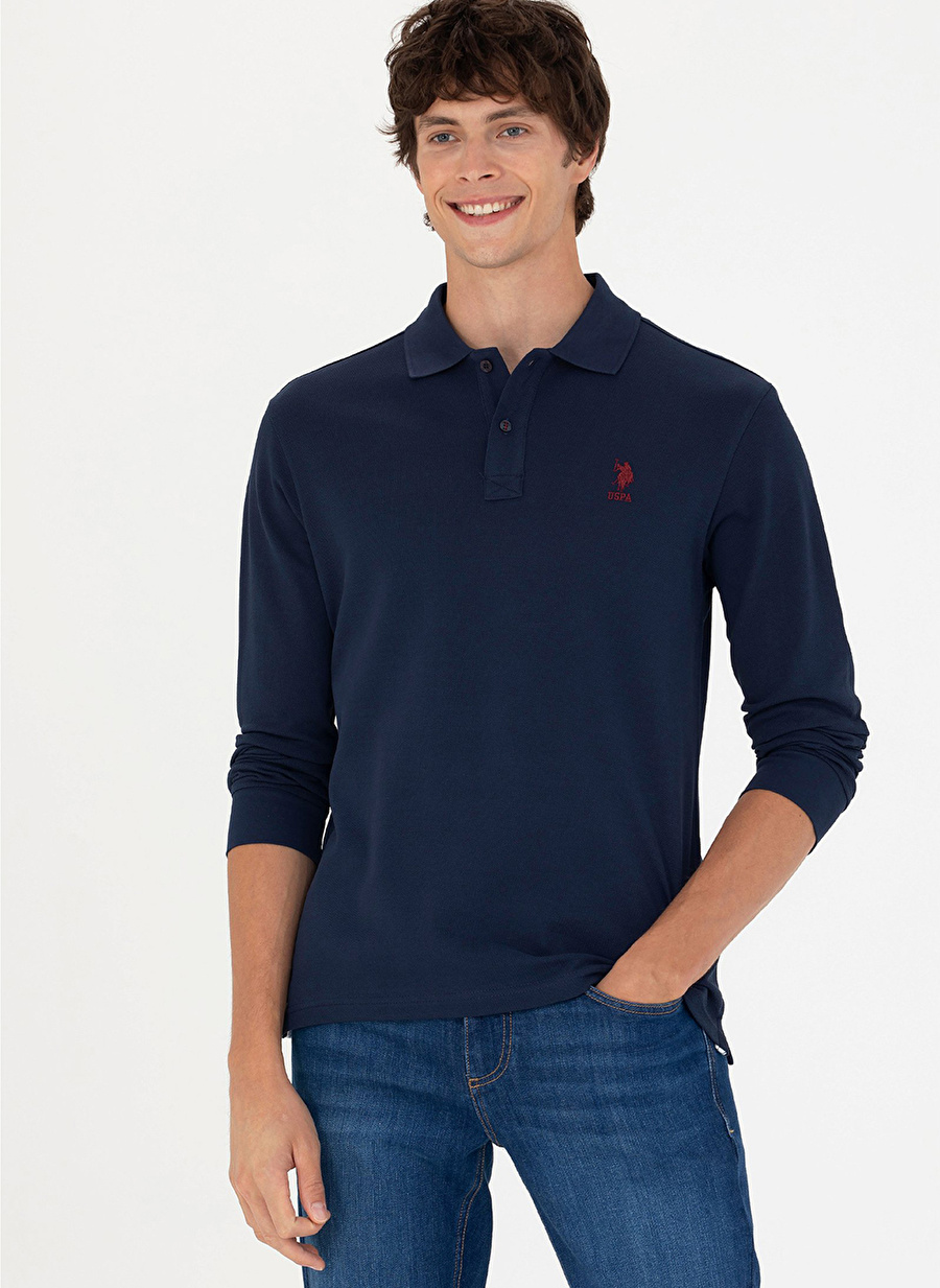 U.S. Polo Assn. Polo Yaka Lacivert Erkek Sweatshırt TP01SK023