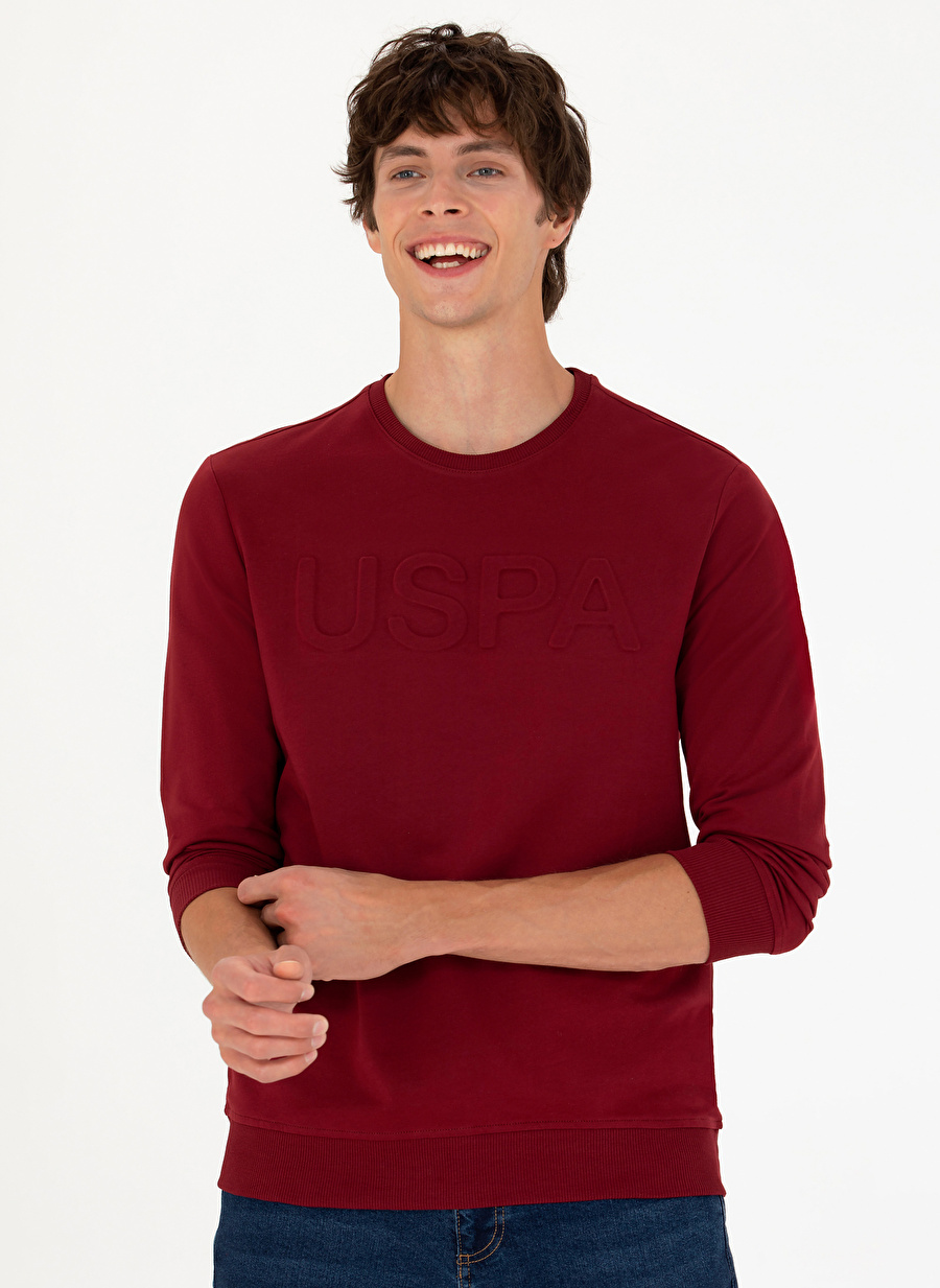 U.S. Polo Assn. Bisiklet Yaka Bordo Erkek Sweatshırt JELLYSK023_2