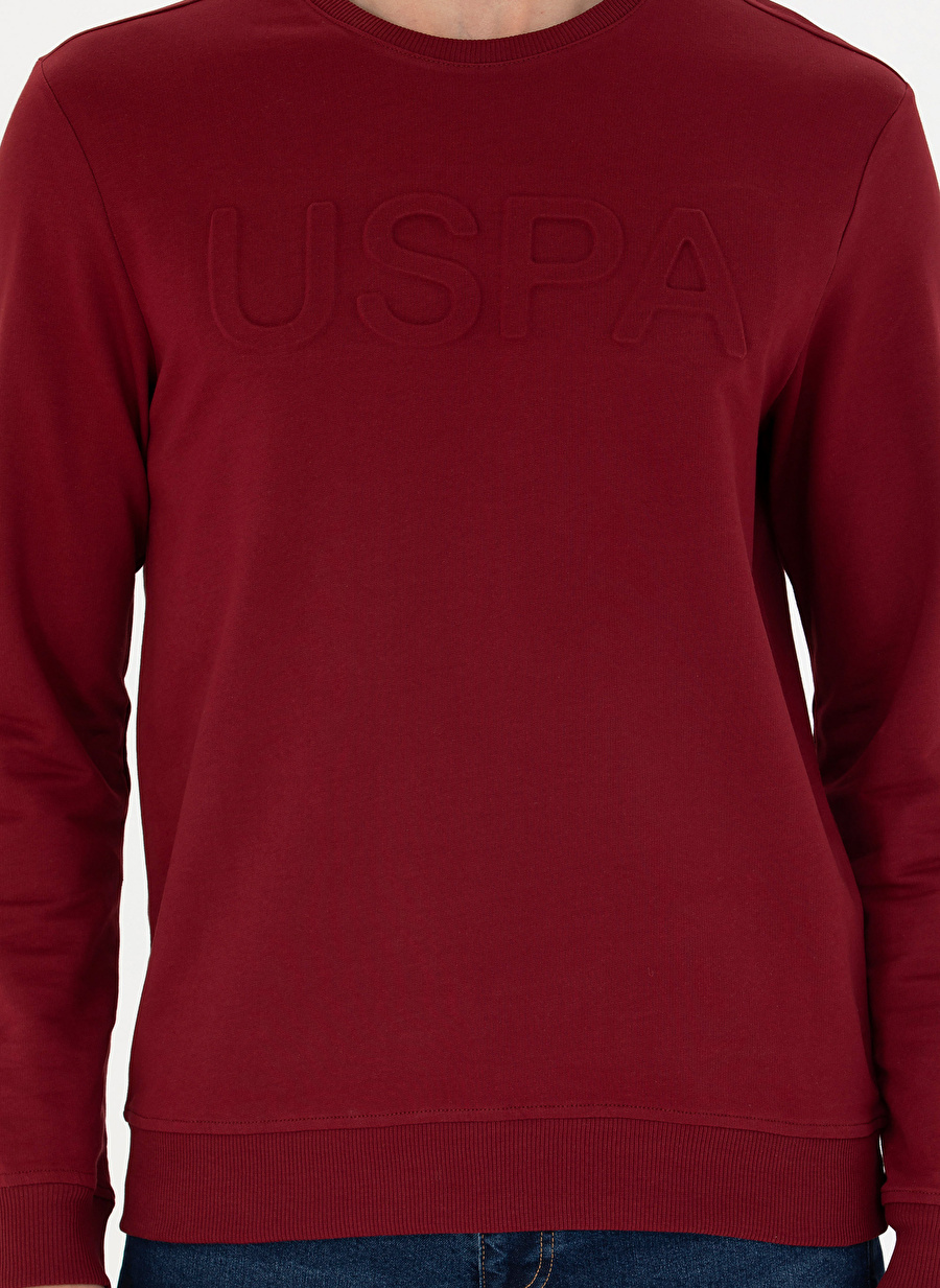 U.S. Polo Assn. Bisiklet Yaka Bordo Erkek Sweatshırt JELLYSK023_5