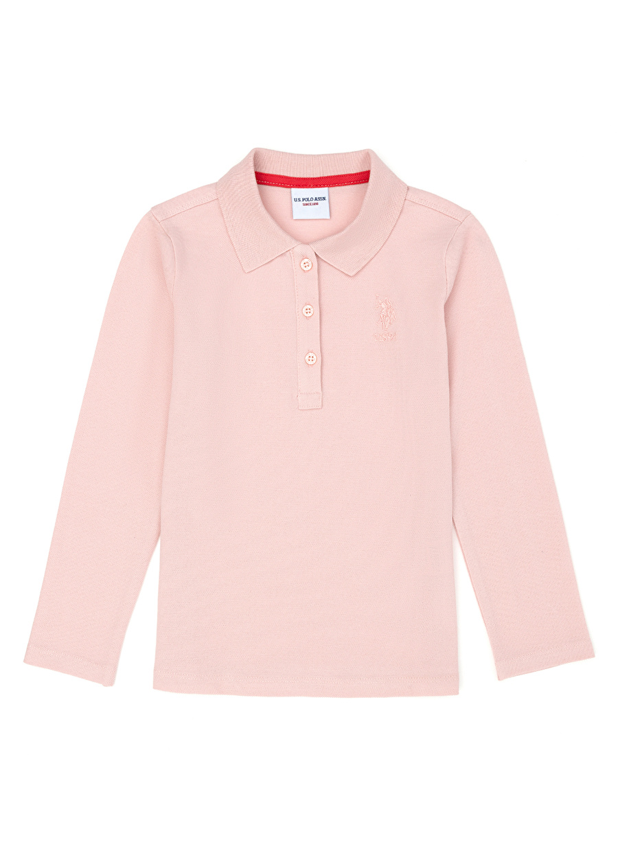 U.S. Polo Assn. Pembe Kız Çocuk Polo Yaka Uzun Kollu Sweatshirt TP01-SK023