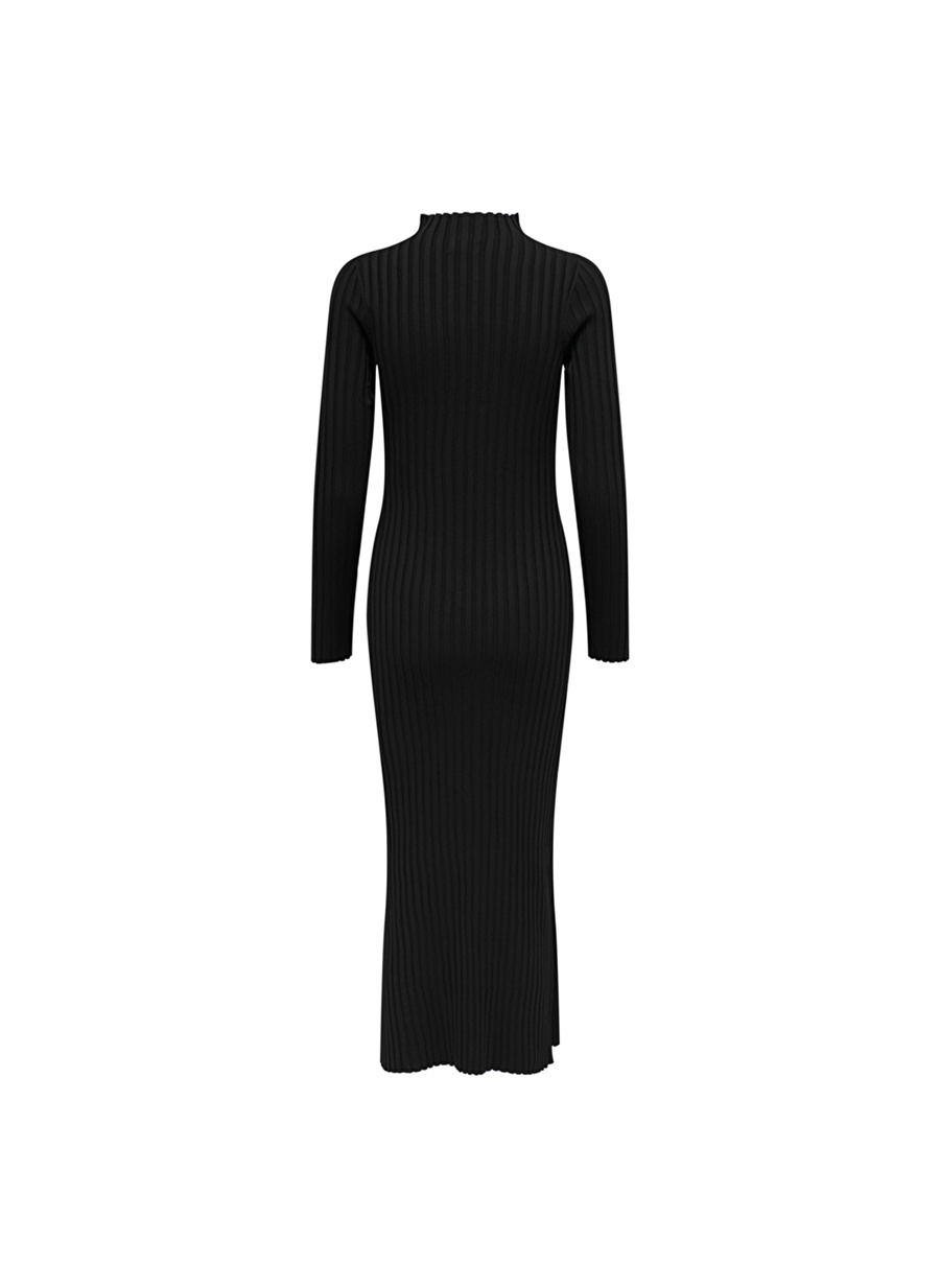 Only Dik Yaka Düz Siyah Uzun Kadın Elbise ONLTRIER LS HIGHNECK MAXI DRESS KNT