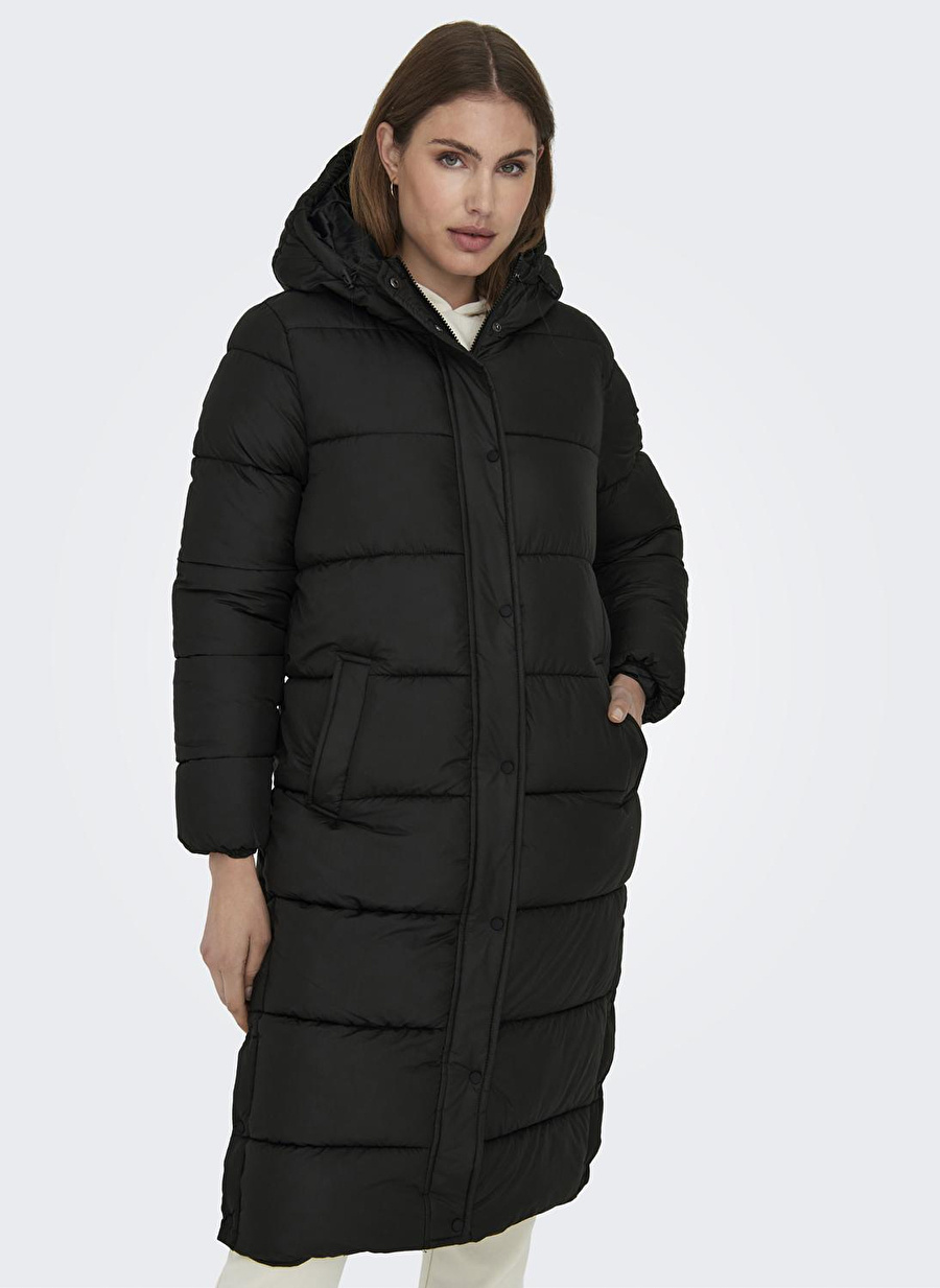 Only Siyah Kadın Kaban ONLCAMMIE LONG QUILTED COAT CC OTW