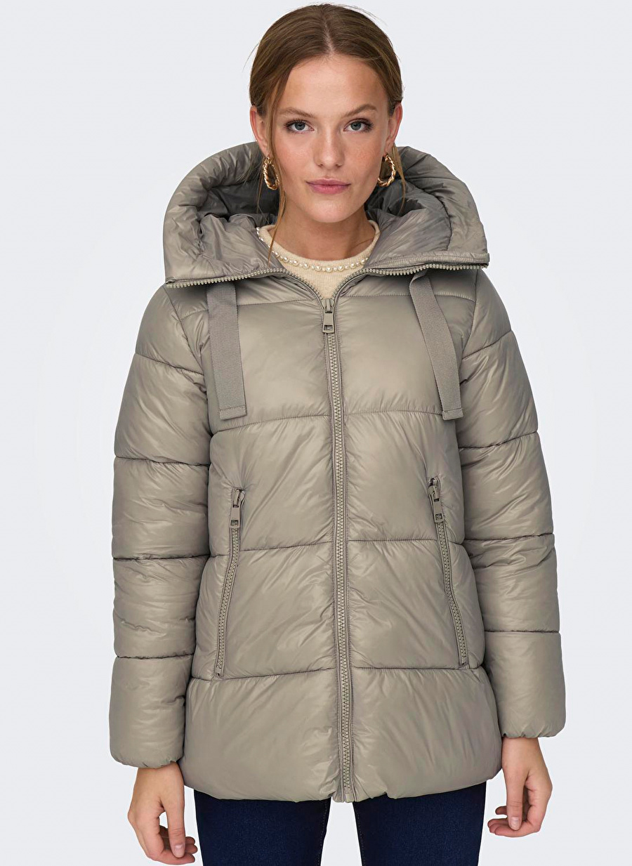 Only Açık Kahve Kadın Mont ONLNEWSCARLETT HOOD PUFFER CC OTW