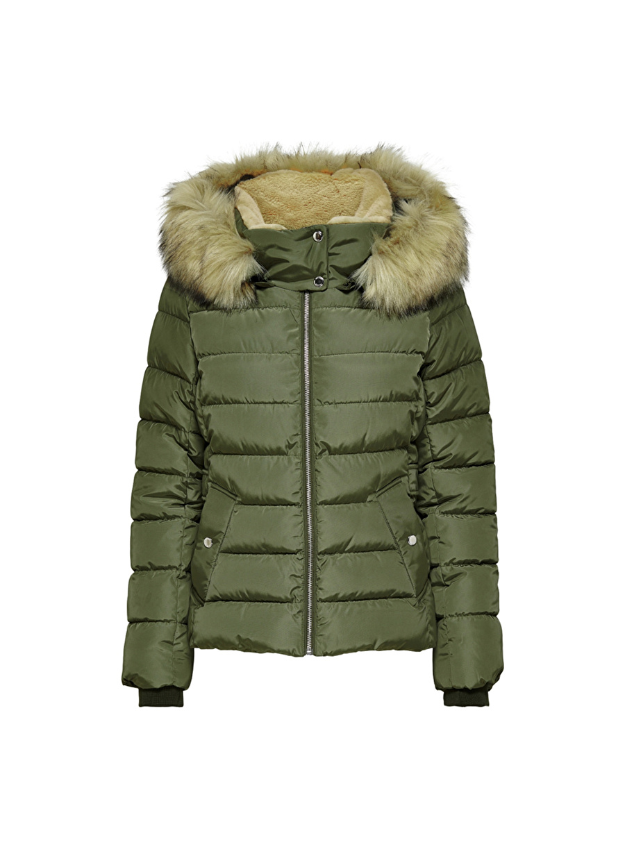 Only Yeşil Kadın Mont ONLNEWCAMILLA FUR HOOD JACKET CC OT