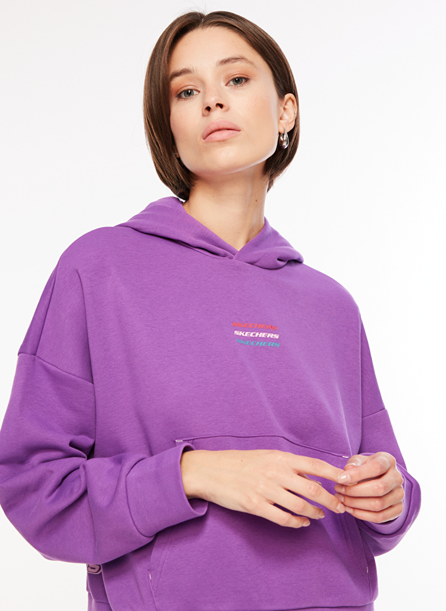 Skechers Mor Kadın Bisiklet Yaka Sweatshirt 43-499W Essential Hoodie Sweatshirt