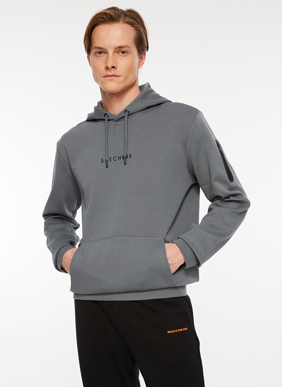 Skechers Antrasit Erkek Sweatshirt 022-003M 2XI-Lock Arm Zipped Hoodie