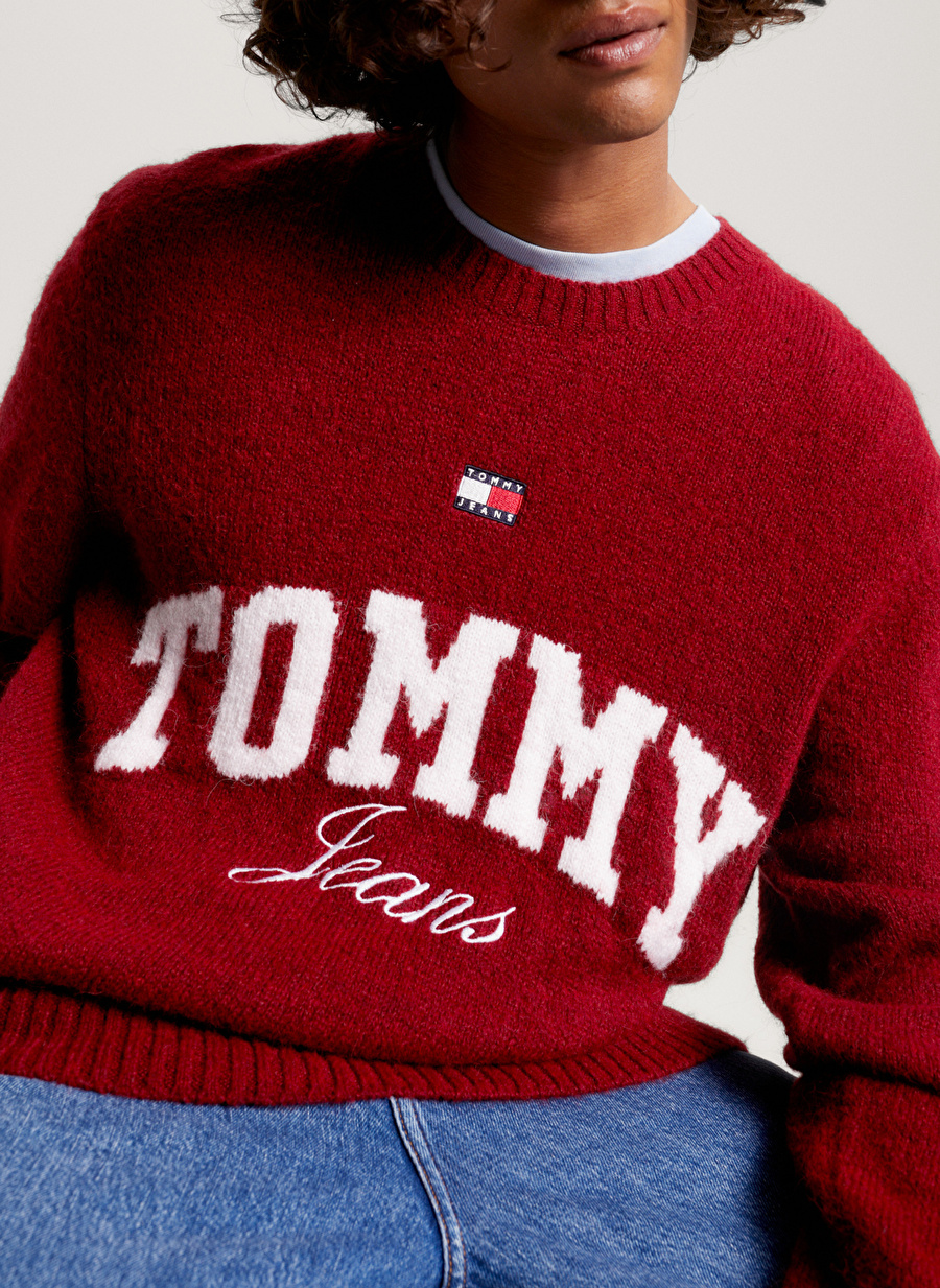 Tommy Jeans Bisiklet Yaka Normal Nakışlı Kırmızı Erkek Kazak DM0DM17759XJS_2