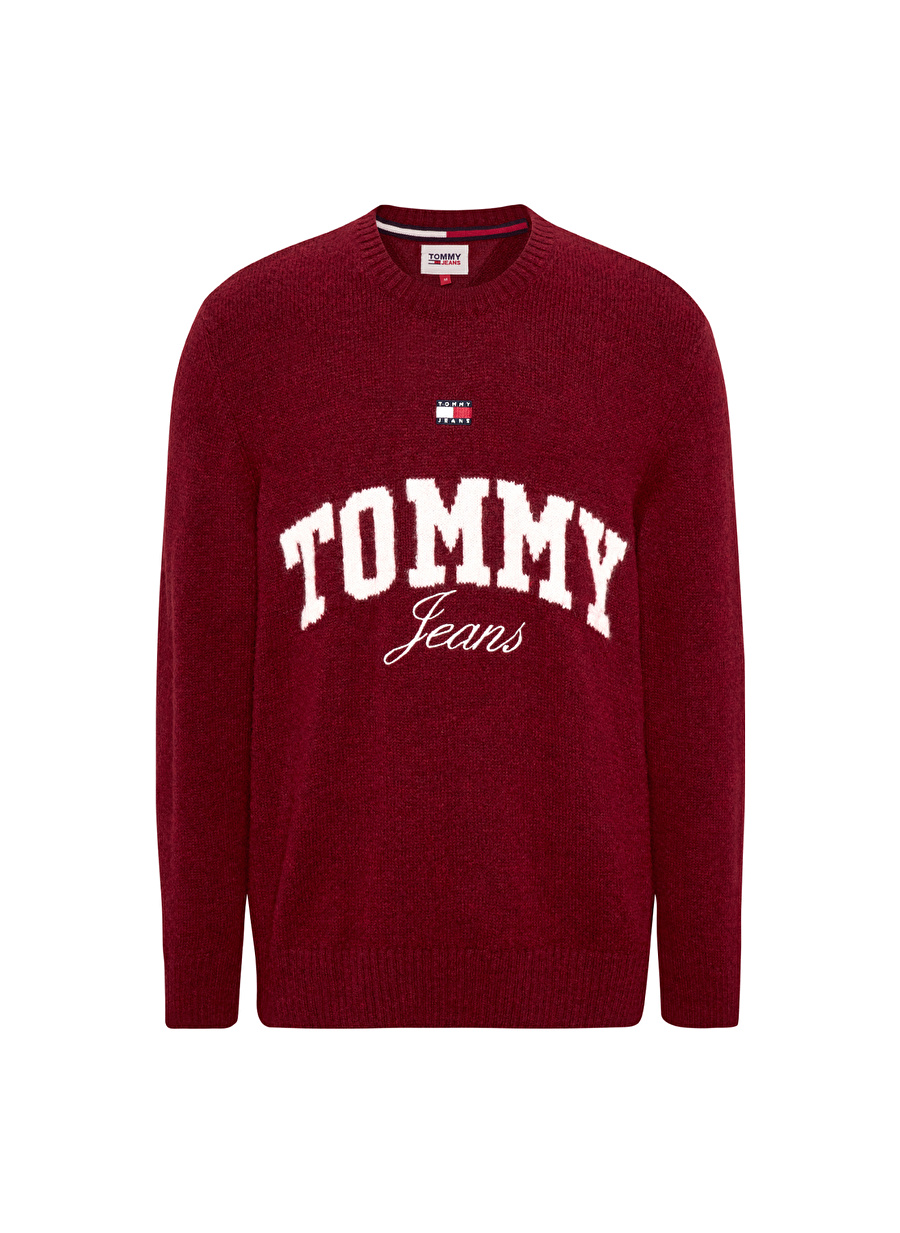 Tommy Jeans Bisiklet Yaka Normal Nakışlı Kırmızı Erkek Kazak DM0DM17759XJS_4