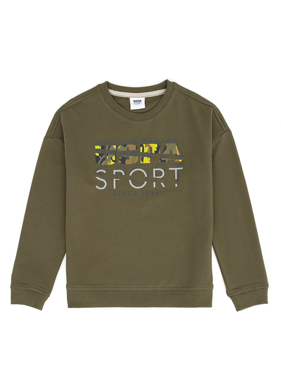 U.S. Polo Assn. Haki Erkek Çocuk Bisiklet Yaka Uzun Kollu Oversized Sweatshirt YUSENKIDS