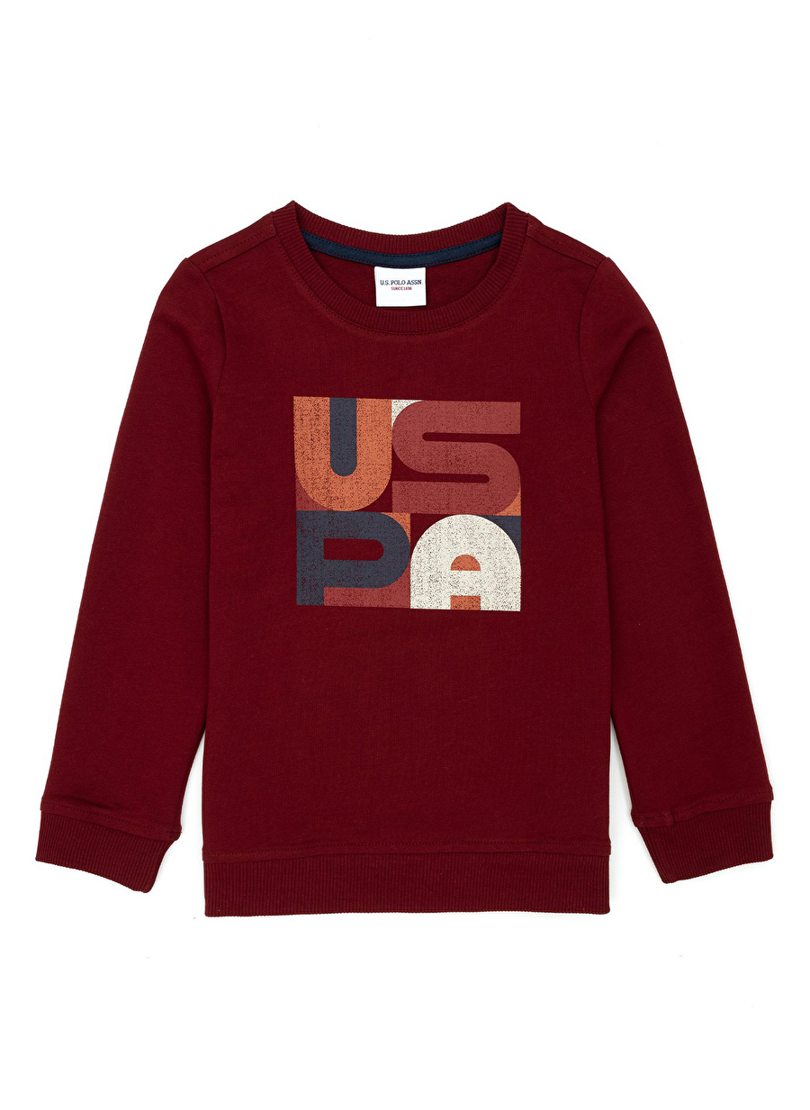 U.S. Polo Assn. Bordo Erkek Çocuk Bisiklet Yaka Uzun Kollu Sweatshirt SEMBAKIDS