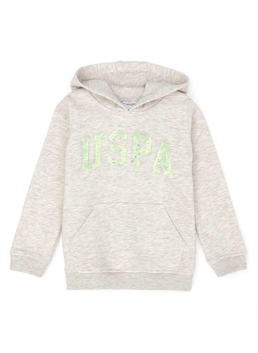 U.S. Polo Assn. Bej Melanj Kız Çocuk Sweatshirt GIZMOKIDS-SK023