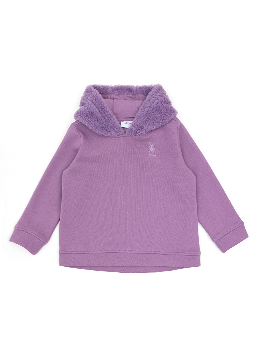 U.S. Polo Assn. Lila Kız Bebek Kapüşonlu Oversized Sweatshirt NADIKIDS