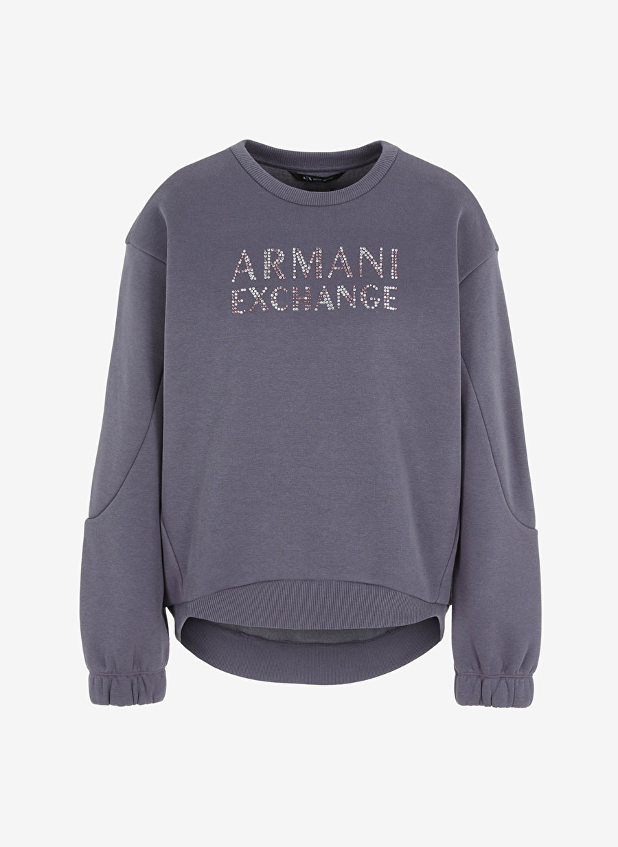 Armani Exchange Bisiklet Yaka Baskılı Antrasit Kadın Sweatshırt 6RYM34