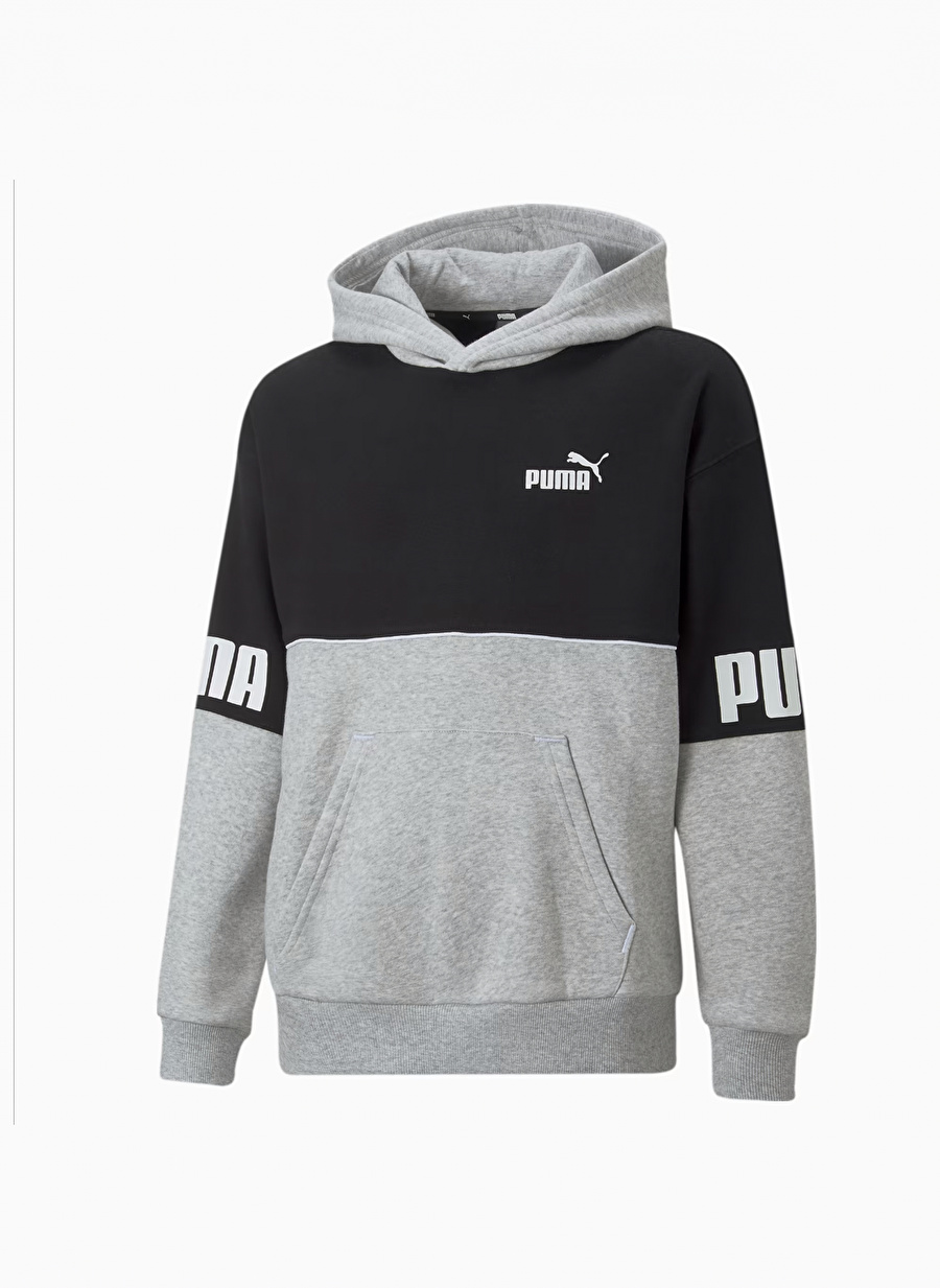 Puma Gri Erkek Çocuk Sweatshirt 67009804 Puma Power Colorblock Hood